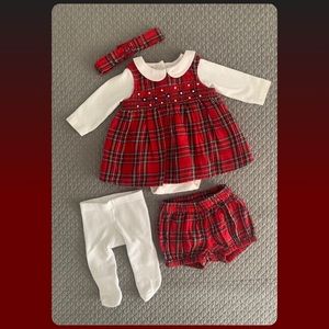 Baby girl plaid smocked dress set